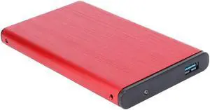 External HDD SSD Enclosure Tool Free 2.5 Hard Drive Case SATA III II I to USB3.0 HDD Case with USB Cable Pouch New(Red)