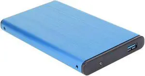 External HDD SSD Enclosure Tool Free 2.5 Hard Drive Case SATA III II I to USB3.0 HDD Case with USB Cable Pouch New (Blue)