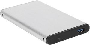 External HDD SSD Enclosure Tool Free 2.5 Hard Drive Case SATA III II I to USB3.0 HDD Case with USB Cable Pouch New (Silver)