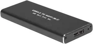 USB 3.0 Micro B to M.2 NGFF SSD Box Adapter External Solid State Drive Disk Enclosure Case Caddy for 2230 2242 2260 2280 (Black)