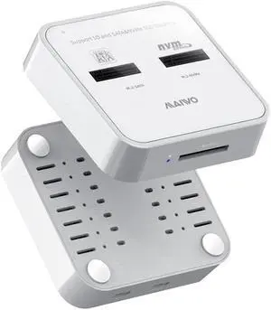 K3016SD Dual M.2 SSD Docking Bay 10Gbps SATA/NVMe SD Card Reader Station Solid State Drive Enclosure Case Holder Adapter(US)