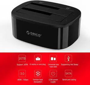6228US3USB 3.0 to SATA Dual Bay External Hard Drive Docking Station for 2.5 3.5 inch HDD SSD Duplicator Cloner Function(US Plug)