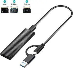 M.2 SSD to USB 3.1 Enclosure M.2 NVME PCIE/NGFF SATA NVME Case Kit with OTG Adapter 10Gbps Dual Protocol Type-C Box(Black)