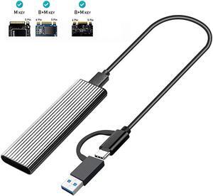 M.2 SSD to USB 3.1 Enclosure M.2 NVME PCIE/NGFF SATA NVME Case Kit with OTG Adapter 10Gbps Dual Protocol Type-C Box(Silver)