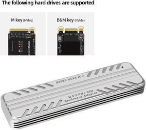 M.2 NVMe Solid State Drive External Enclosure 10Gbps External Hard Disk USB 3.2 Gen2 HDD Storage Box for SSD 2230/2242/2260/2280