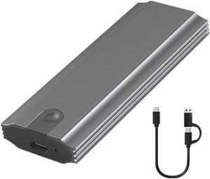 M.2 SSD Enclosure SATA3.0 6Gbps NVMe/NGFF Mobile HDD Case Heat Dissipation Compatible with 2230 2242 2260 2280 SSD Plug and Play(SATA 2 in 1 Grey)