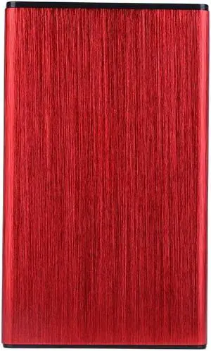 2.5inch External Hard Drive Enclosure Aluminium Alloy USB2.0 Compatible with XP/win7/win8/win10 Plug and Play for PC TV Laptop(USB2.0 Red)