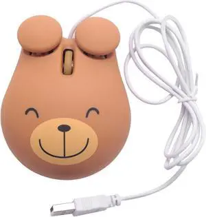 1000 Dpi Wired Optical Gaming Mouse Cute Bear Animal Mouse Usb For Pc Laptop Game Console Brown Plastic