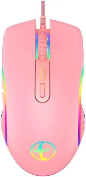 3200 DPI USB Gaming Mouse Computer Wried Optical Mice for PC Gamer RGB 4 Backlight Breathing LED, Pink USB Model
