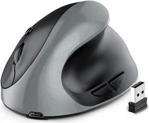 2.4G Wireless Mouse Rechargeable Ergonomic Mouse Computer Office Vertical Grip Mouse for Computer Laptop Silver Grey