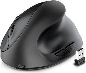 2.4G Wireless Mouse Rechargeable Ergonomic Mouse Computer Office Vertical Grip Mouse for Computer Laptop Black