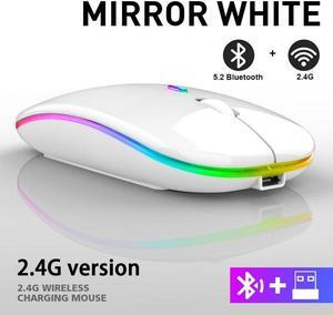 Rechargeable Bluetooth Wireless Mouse with 2.4GHz USB RGB 1600DPI Mouse for Computer Laptop Tablet PC Macbook Gaming Mouse Gamer(Dual Mode Wireless)