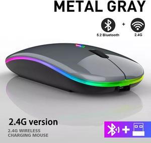 Rechargeable Bluetooth Wireless Mouse with 2.4GHz USB RGB 1600DPI Mouse for Computer Laptop Tablet PC Macbook Gaming Mouse Gamer(Dual Mode Wireless)