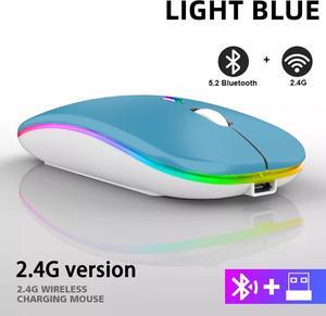 Rechargeable Bluetooth Wireless Mouse with 2.4GHz USB RGB 1600DPI Mouse for Computer Laptop Tablet PC Macbook Gaming Mouse Gamer(Dual Mode Wireless)