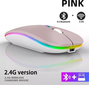 Rechargeable Bluetooth Wireless Mouse with 2.4GHz USB RGB 1600DPI Mouse for Computer Laptop Tablet PC Macbook Gaming Mouse Gamer(Dual Mode Wireless)