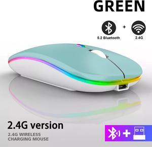Rechargeable Bluetooth Wireless Mouse with 2.4GHz USB RGB 1600DPI Mouse for Computer Laptop Tablet PC Macbook Gaming Mouse Gamer(Dual Mode Wireless)