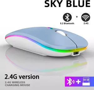 Rechargeable Bluetooth Wireless Mouse with 2.4GHz USB RGB 1600DPI Mouse for Computer Laptop Tablet PC Macbook Gaming Mouse Gamer(Dual Mode Wireless)