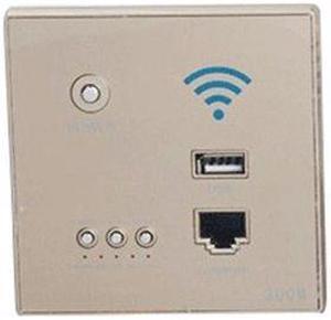 300Mbps 220V Power AP Relay Smart Wireless WIFI Repeater Extender Wall Embedded Router Panel USB Socket Dropship(Gold)
