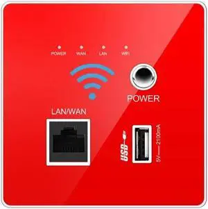 300M Transmission Rate Wireless WIFI Wall Embedded Router USB Charging Socket WiFi Repeater for Home Use Dropship(Upgraded version)
(red)