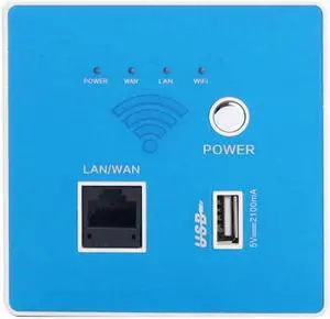 300M Transmission Rate Wireless WIFI Wall Embedded Router USB Charging Socket WiFi Repeater for Home Use Dropship(Upgraded version)
(blue)