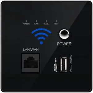 300M Transmission Rate Wireless WIFI Wall Embedded Router USB Charging Socket WiFi Repeater for Home Use Dropship(Upgraded version)
(Black)