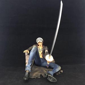 Anime One Piece Trafalgar Law Battle Damage Sitting Position PVC Action Figure Collectible Model Doll Toy 18cm