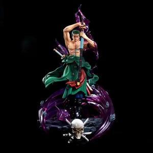 Anime One Piece Roronoa Zoro GK Warm Blood Luminous PVC Action Figure Collectible Model Doll Toy 44cm