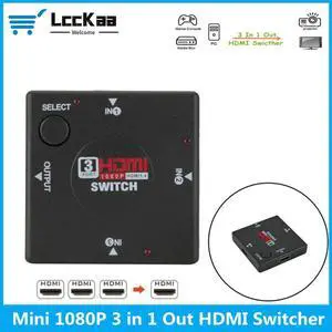 HDMI Switch 3 input 1 Output Mini 3 Port Female to Female HDMI Switcher Splitter Box Selector for HDTV 1080P VIdeo Switcher
