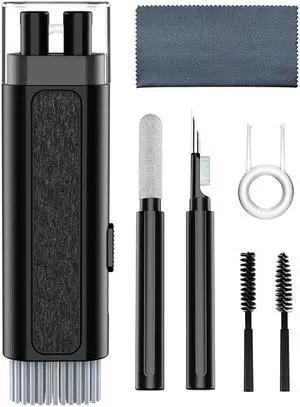 8-in-1 Keyboard Cleaning Brush Kit Computer Keyboard Cleaner Earphone Cleaning tools keycap Puller kit for PC Airpods Pro 1 2    Color: silver (white)