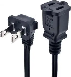 Right Angled Polarized US 2-Prong Male to Female Extension Cord, Nema 1-15P to 1-15R Power Outlet Extension Cable 16AWG 0.3m
