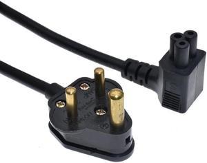 India BS546 plug to IEC 3 Pin Female C5 90 DegreeAngle Cloverleaf Lead Power Cable Lead Cord PC Monitor About 15m