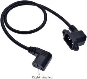 IEC320 C14 with screw holes Right Angled and C13 Right Angled, C14 to C13 Extension cord, 60cm, SVT 3X18AWG(Right Angled)