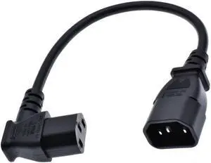 IEC 320 C14 to C13 Male to Female Power Adapter Right Angled Extension cable for LCD LED Mount TV 30CM(Left Angled)