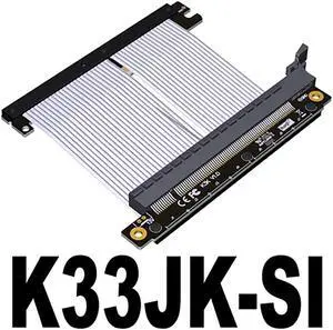 PCI-E 4.0 X16 Riser Cable PCI Express Double Reverse GPU Extender Silver Cord for ITX A4 PC Case AI RTX4090 Video Card Extension(K33JK-SI)(15CM)
