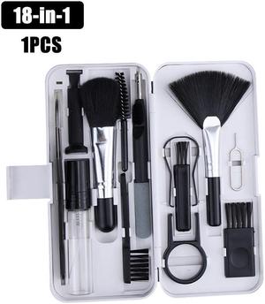 18-in-1 Cleaner Kit Computer Keyboard Brush Screen Cleaning Tool Set Earphone Clean Brush Keycap Puller Set Phone Holder(1PCS 18-1 Black)