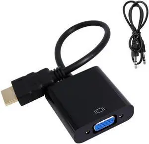 HDMI to VGA1080P CONVERTER Cable with Audio Power Supply HDMI to VGA Converter HDMI Cable(Black with audio)