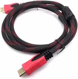 High Speed HDMI Cable HDTV Black And Red Braided Compatible HDMI 1.4V Cable High Speed TV Data Computer Monitor Support 3D 1080P(1.5m)