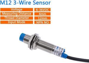 M12 NPN NO  Metal Detection Sensor 4mm Distance Waterproof Normally Open NO Normally Closed NC NPN PNP 3-wire Proximity Switch(NPN NO)
