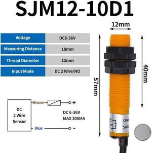 Hall Sensor Proximity Switch M12 NPN DC 3-Wires Normally Open 200mA DC 2 wire PNP NO NC SJM12-10D1(SJM12-10D1)