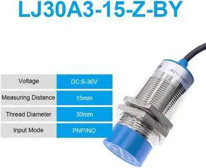 M30 10mm 15mm DC6~36V Inductive Proximity Sensor Switch LJ30A3-10(15)-Z/BX/AX/CX/BY/AY/CY/EX/DX 2/3/4-wire PNP/NPN NO NC(LJ30A3 15 Z BY Blue)