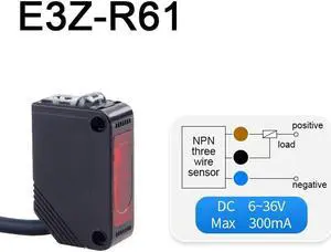 Infrared Photoelectric Switch Sensor Diffuse Reflection DC12V-24V with Bracket(E3Z-R61)