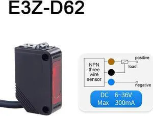 Infrared Photoelectric Switch Sensor Diffuse Reflection DC12V-24V with Bracket(E3Z-D62)