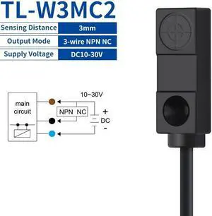 Inductive Proximity Switch 3-wire Sensor Switch 3mm/5mm NPN PNP NO NC Metal Detector(TL-W3MC2)