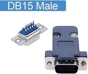 DB15 15 hole pin 3 rows Parallel VGA Port Adapter male female plug socket Solder Welded Connector+Plastic Shell Cover(male)