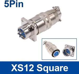 XS12 Aviation connector 3A XS12 Back Nut Square head formal mounted type Aviation plug(5P)