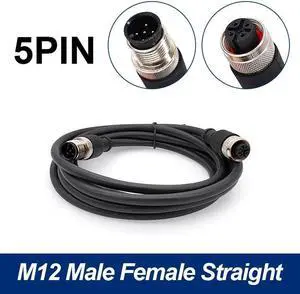 M12 sensor connector cable double head waterproof line male female 2m wire waterproof 4Pin 5Pin 8Pin sensor connectors(Straight F to M 5 p)