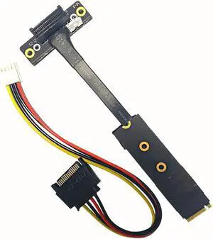 M.2 to PCIe X1 Extension Cable PCI-E 3.0 Adapter Cord with SATA to 4PIN Power Cable Full Speed for M2 NVME 2230-2280 SSD(15cm)
