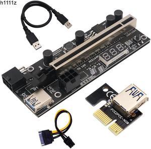 Riser Card PCIE Riser 1x to 16x Graphic Extension with Temperature Sensor for Bitcoin GPU Mining Powered Riser Adapter Cards