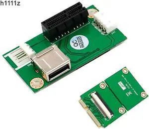 Add On Cards Mini PCI-E to PCI Express 1X Adapter Riser Extension Cord Mini PCIE to PCIE X1 USB 2.0 Card Riser +FFC Cable
