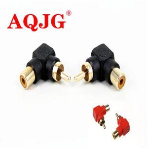 2 Pcs RCA Connector Plug Adapters Male to Female 90 Degree Right Angle M/F Gold Plated Connector